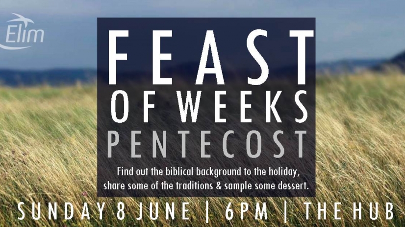 We have a special event for Sunday Nights on the 8th June!
Come along for an evening to enjoy The Feast of Weeks – Pentecost. The night will give some Bible background to the holiday and to share some of the traditions as well as try some dessert that is eaten at the holiday.
 