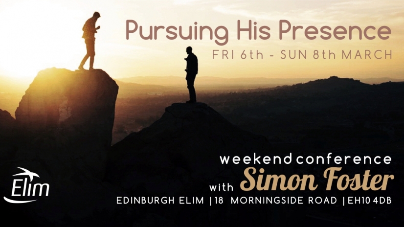 Simon Foster, Pastor of Bristol Elim and member of Elim's National Leadership Team, is joining us in March for a weekend conference on the theme 'Pursuing His Presence'. £10 per person. Find out more and book in here. 